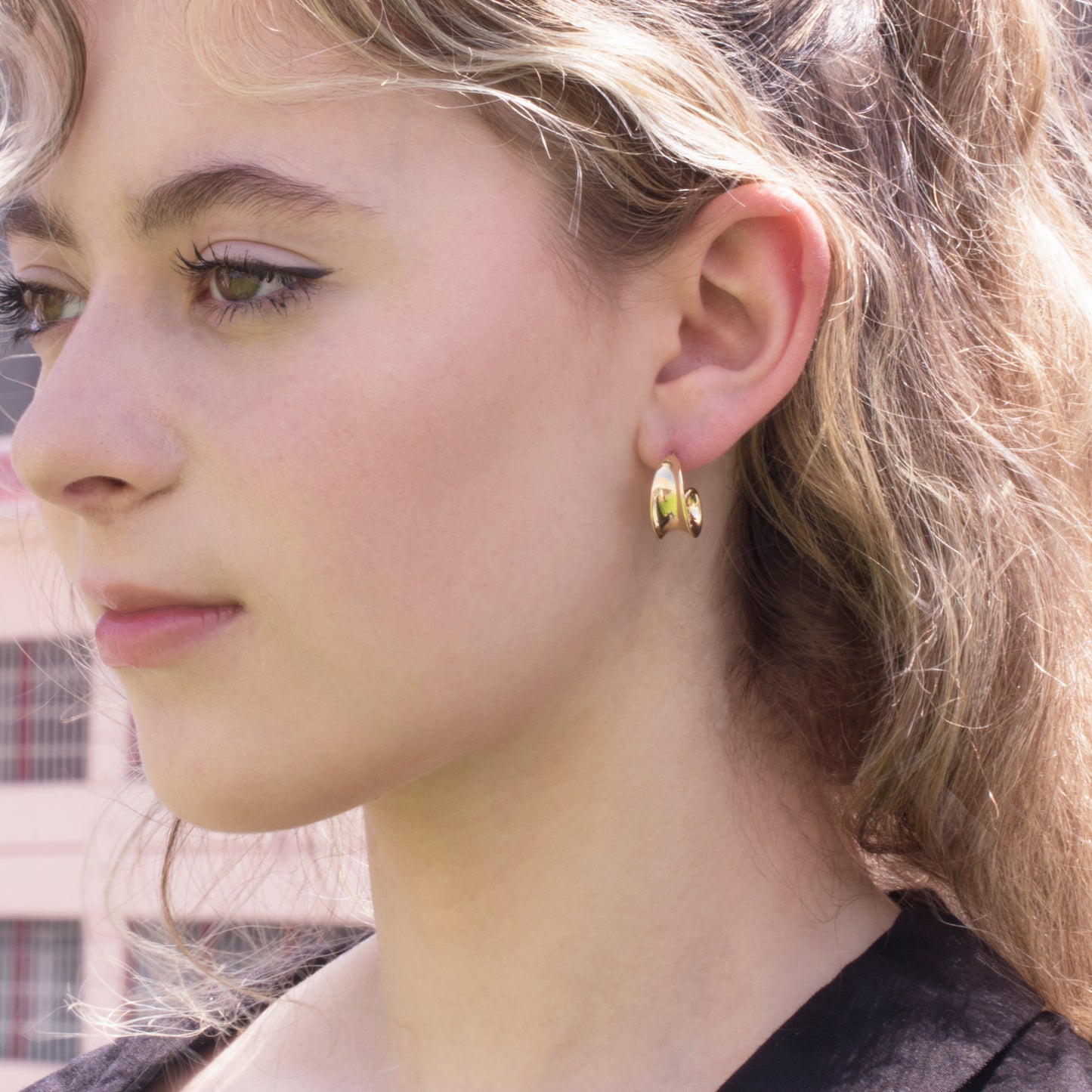 14k Gold Wide Hoop Earrings