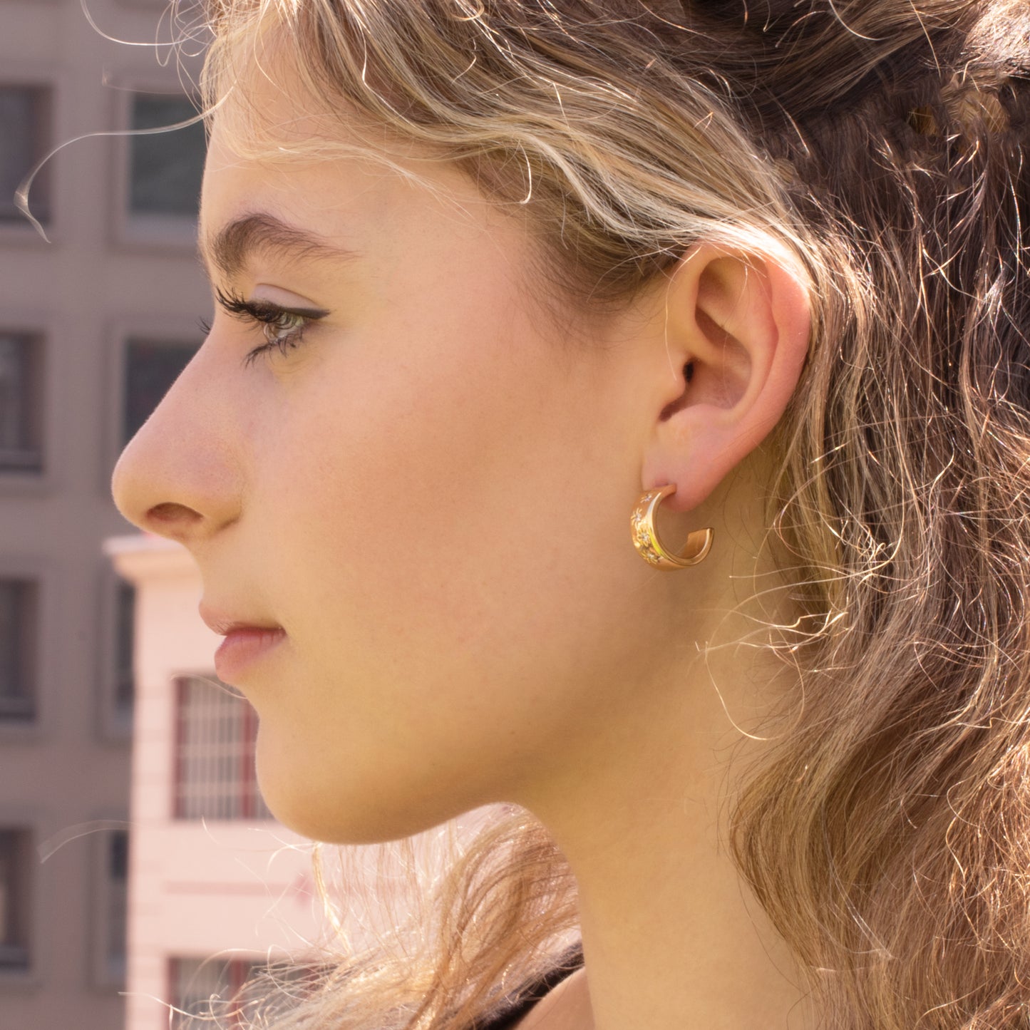 Wide Gold Hoop Earrings