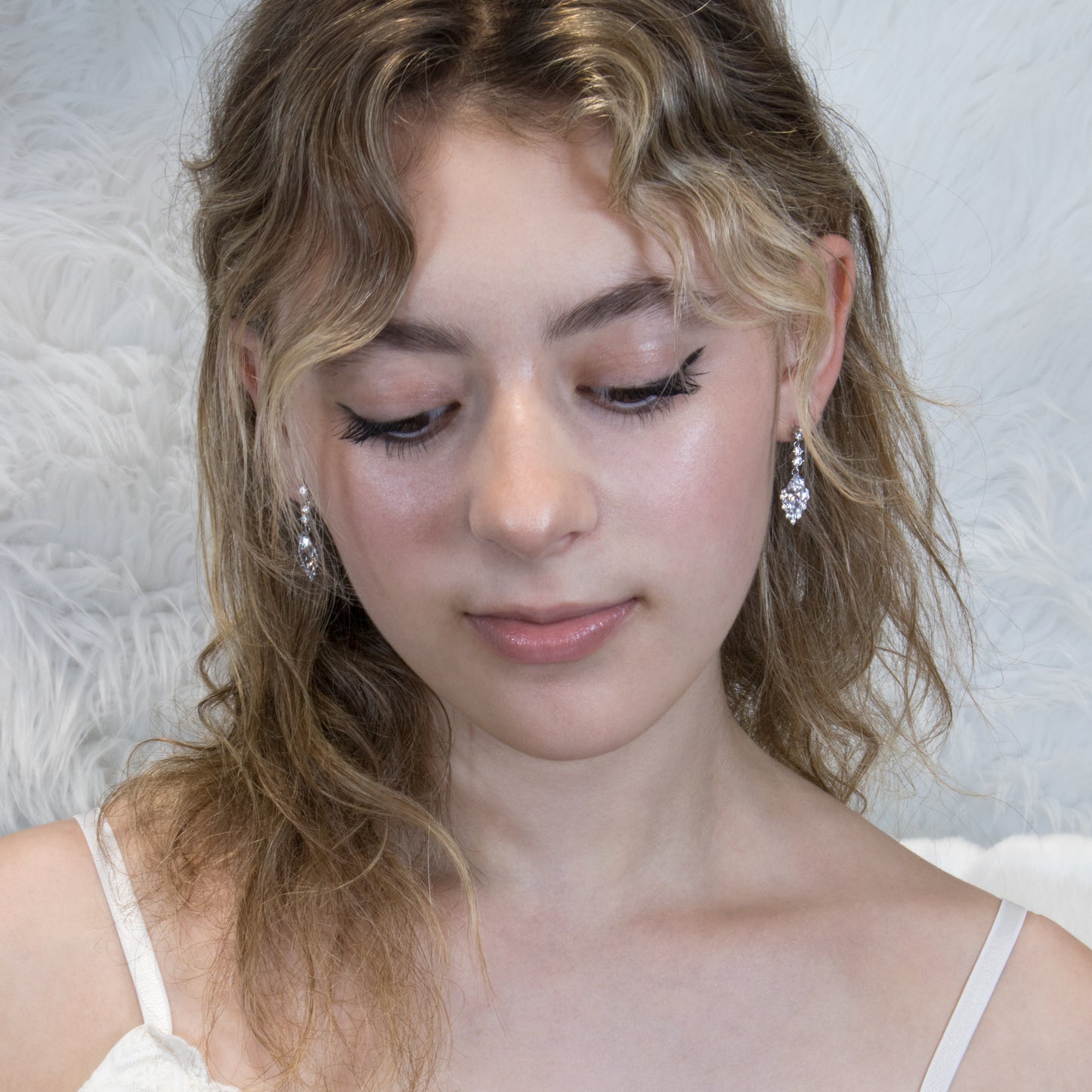Diamond Cluster Drop Earrings