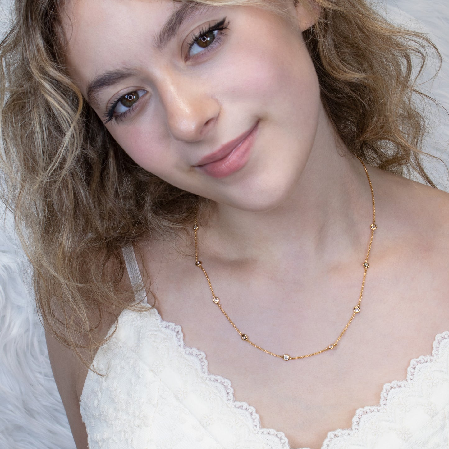 Clear CZ Station Necklace