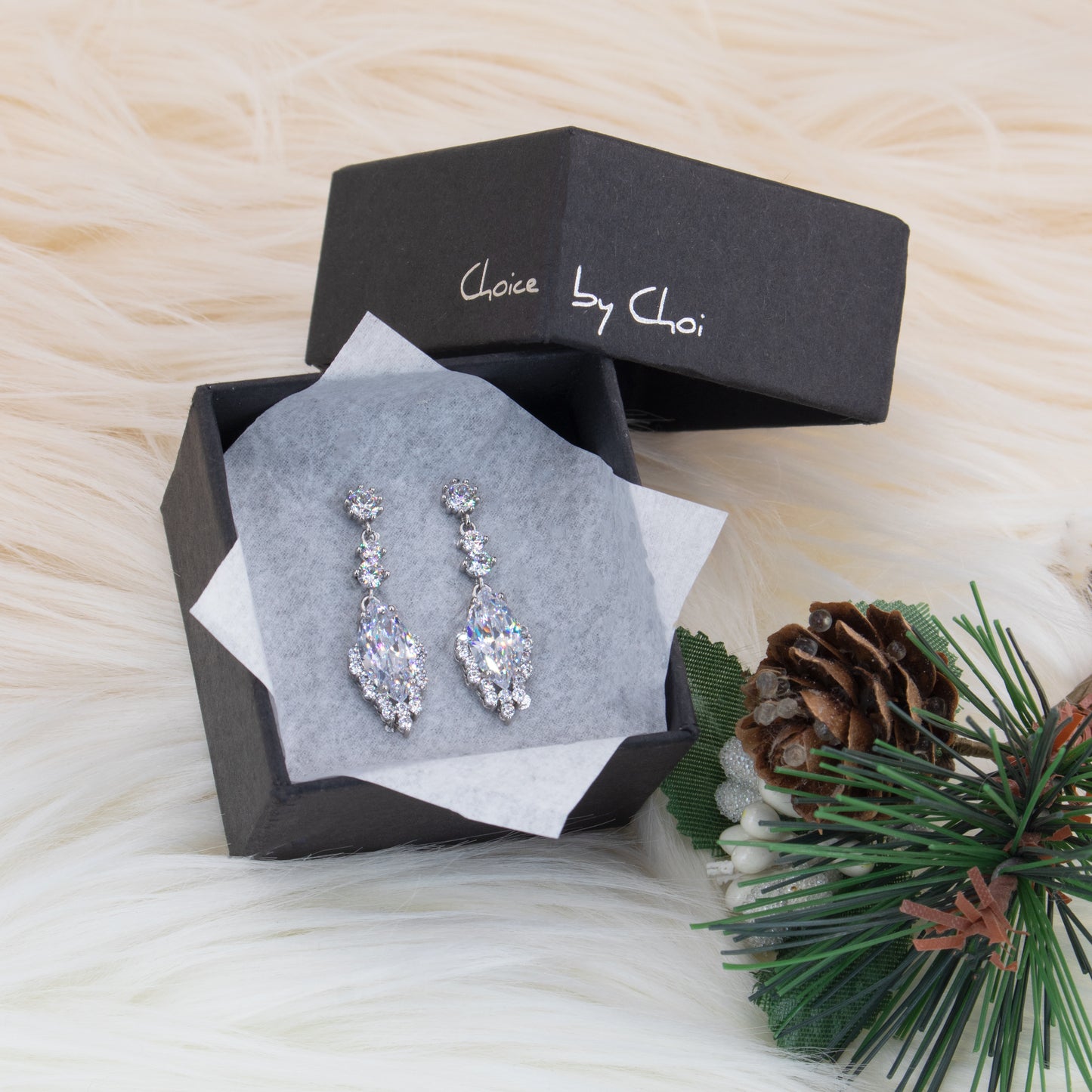 Diamond Cluster Drop Earrings