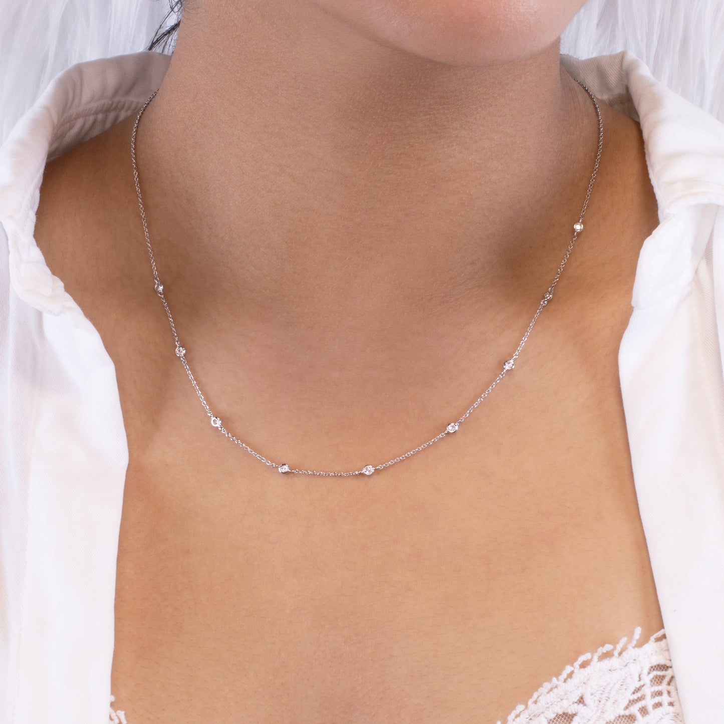 Clear CZ Station Necklace
