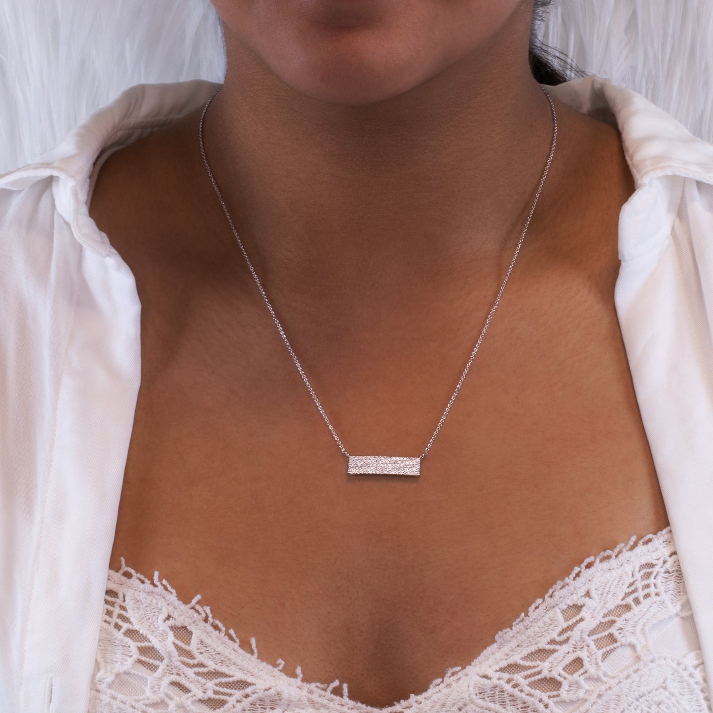 Clear Gem ID Bar Necklace