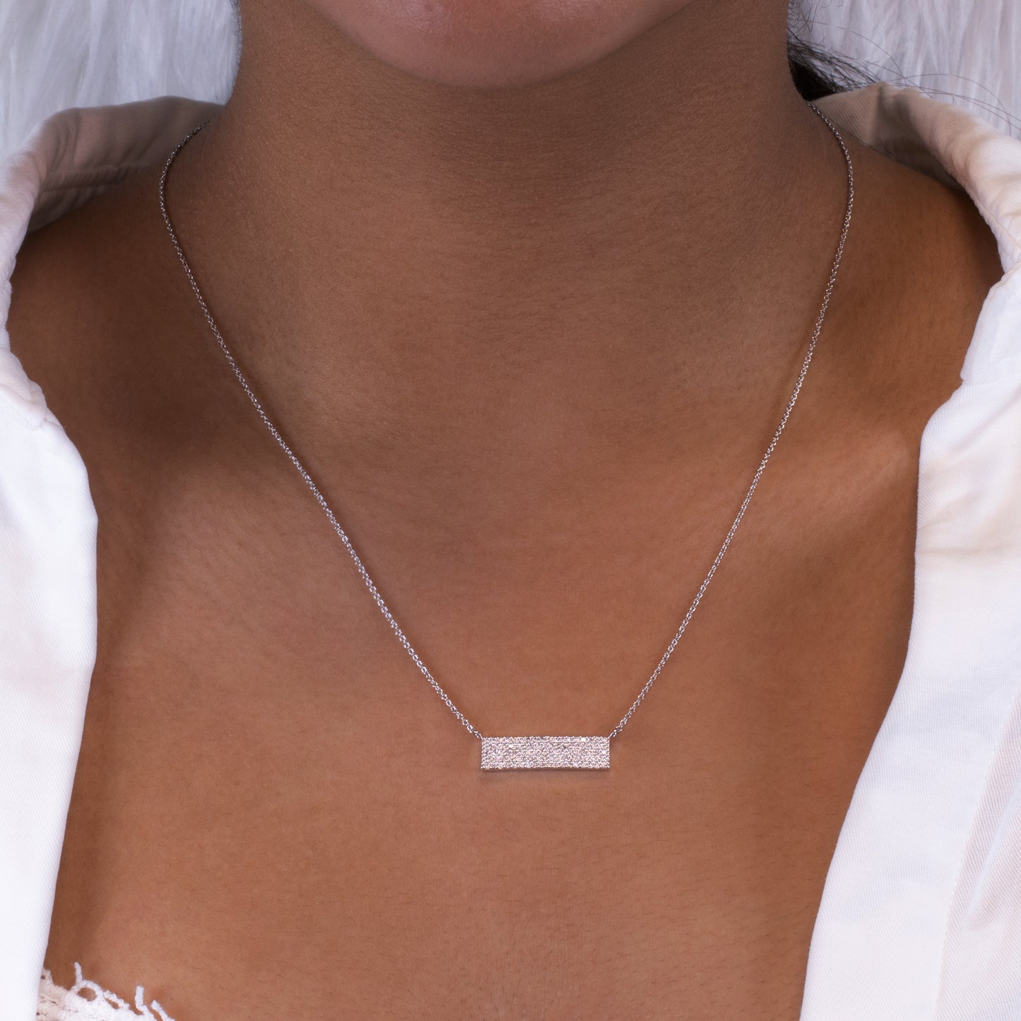 Clear Gem ID Bar Necklace