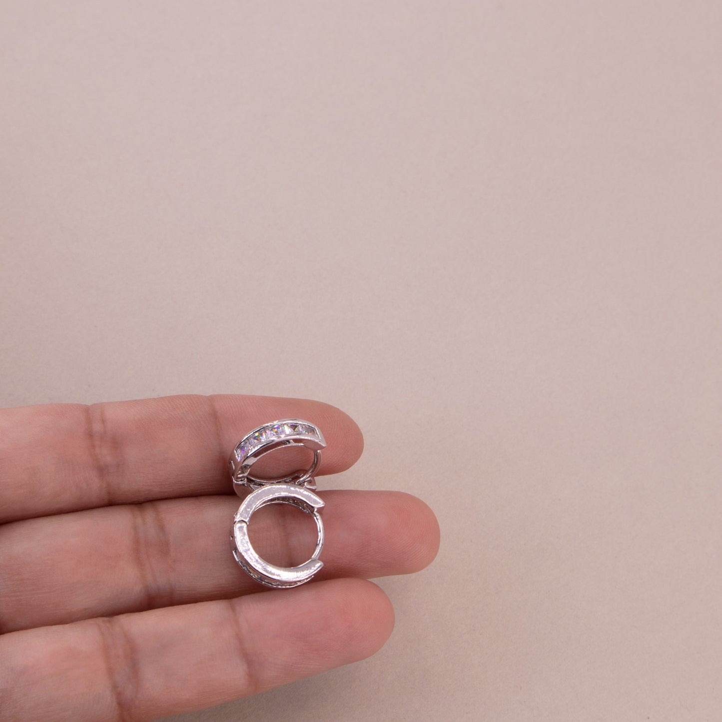 Square Gem Huggies Earrings