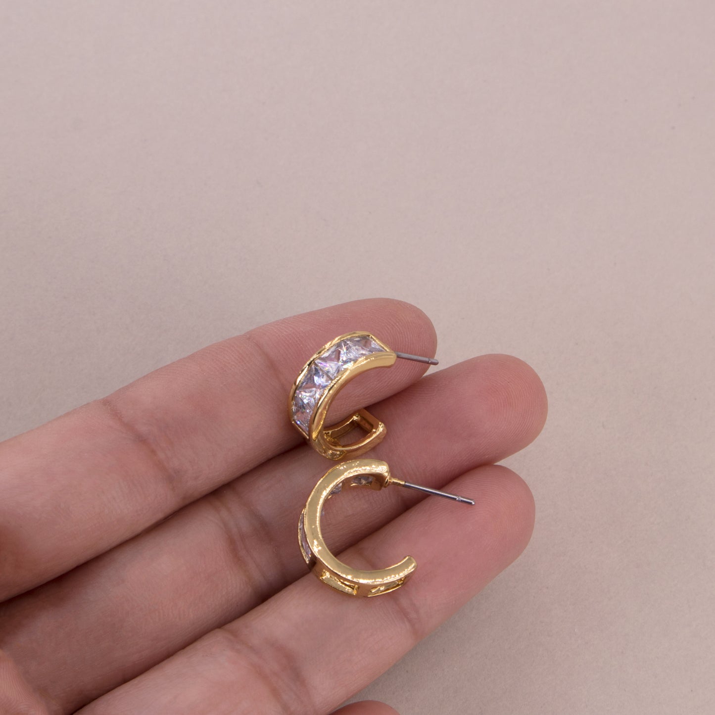 Square Gemstone Hoop Earrings