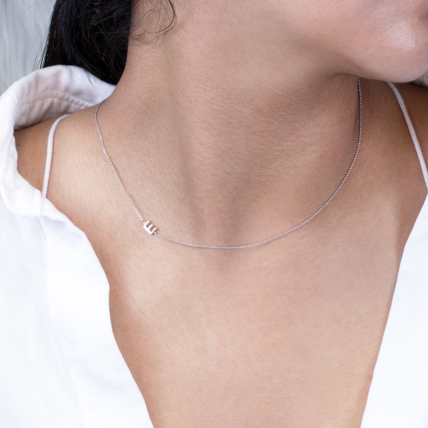 Dainty Sideways Initial Necklace