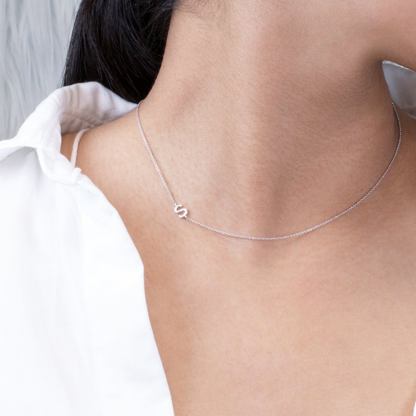 Dainty Sideways Initial Necklace