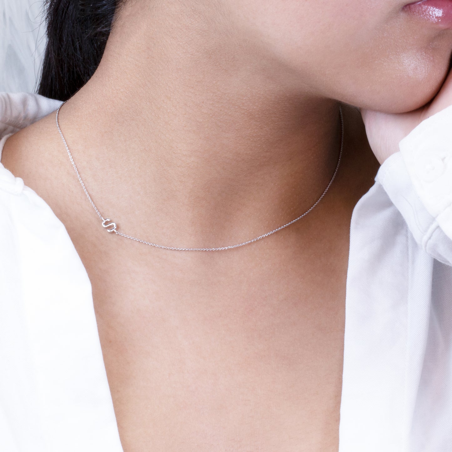 Dainty Sideways Initial Necklace