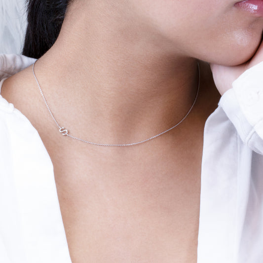 Dainty Sideways Initial Necklace