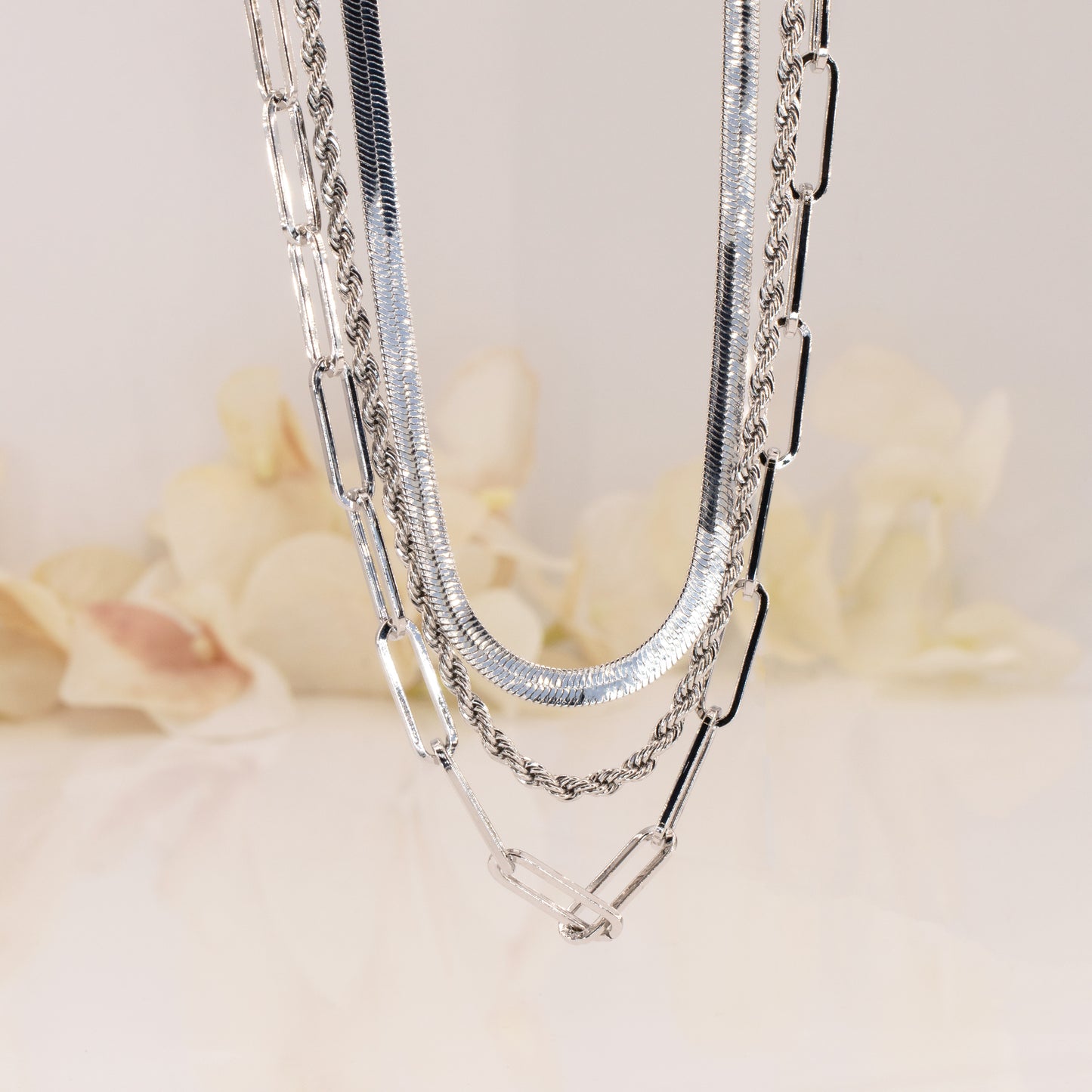 Chunky Paperclip Layered Necklaces Set