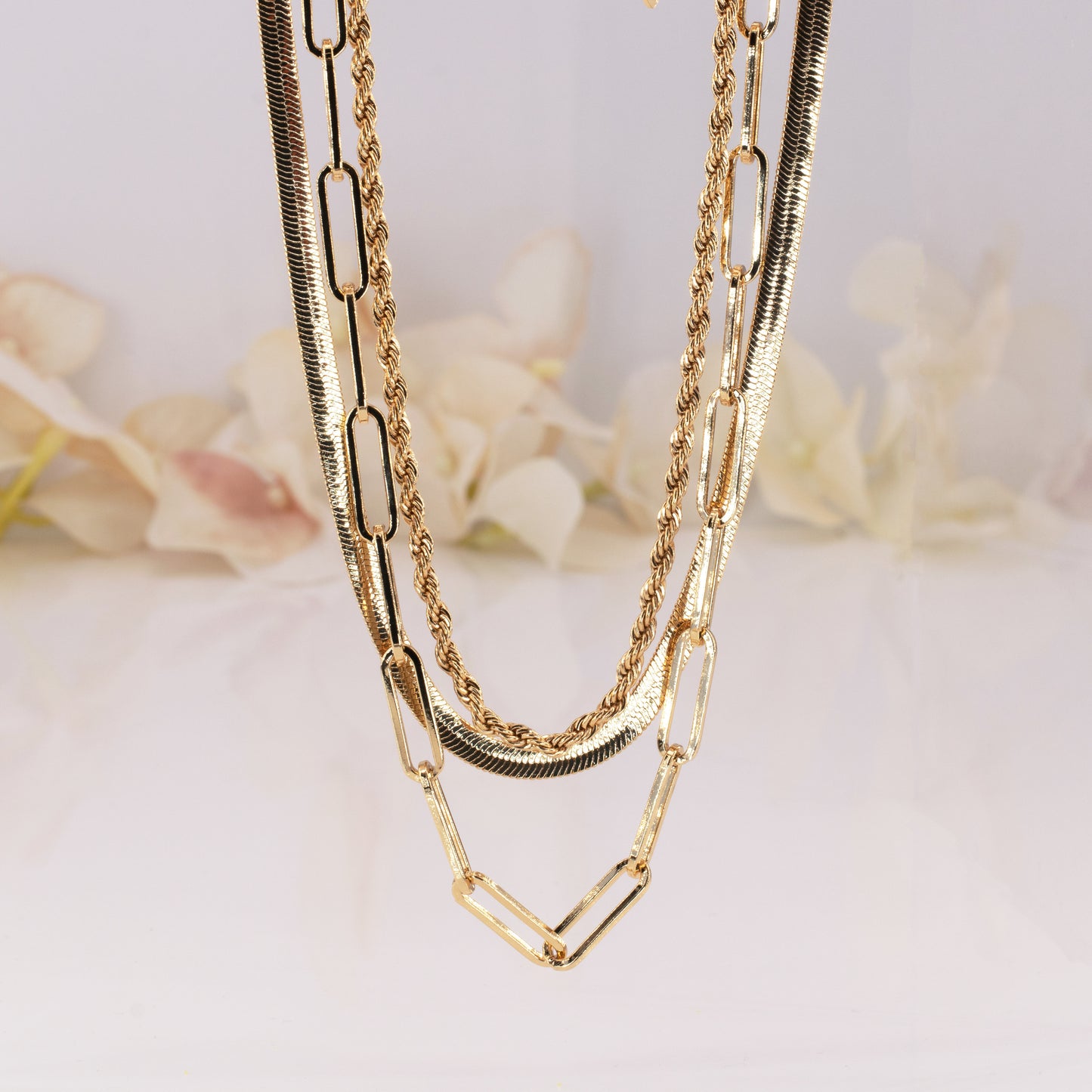 Chunky Paperclip Layered Necklaces Set