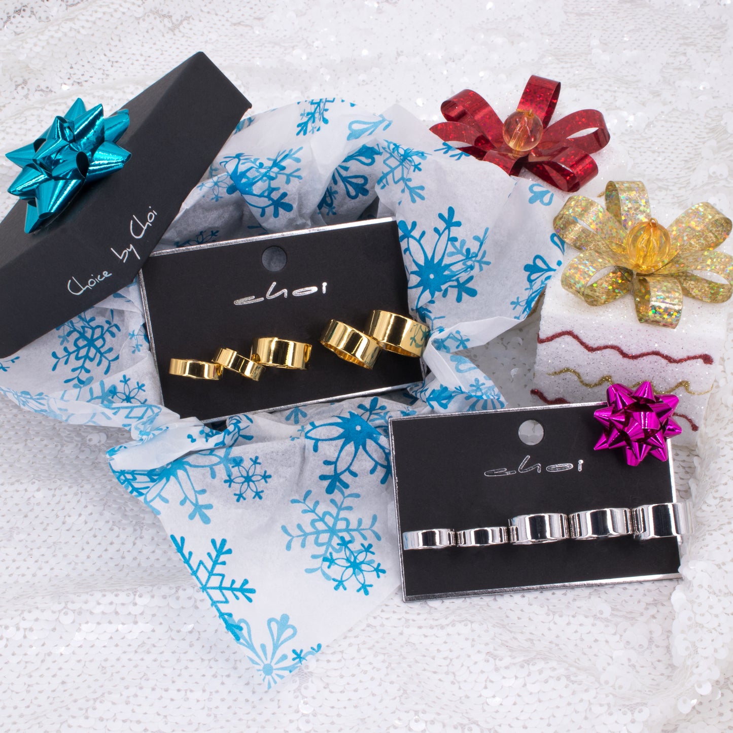 Wide Metal Ring Band Set of 5