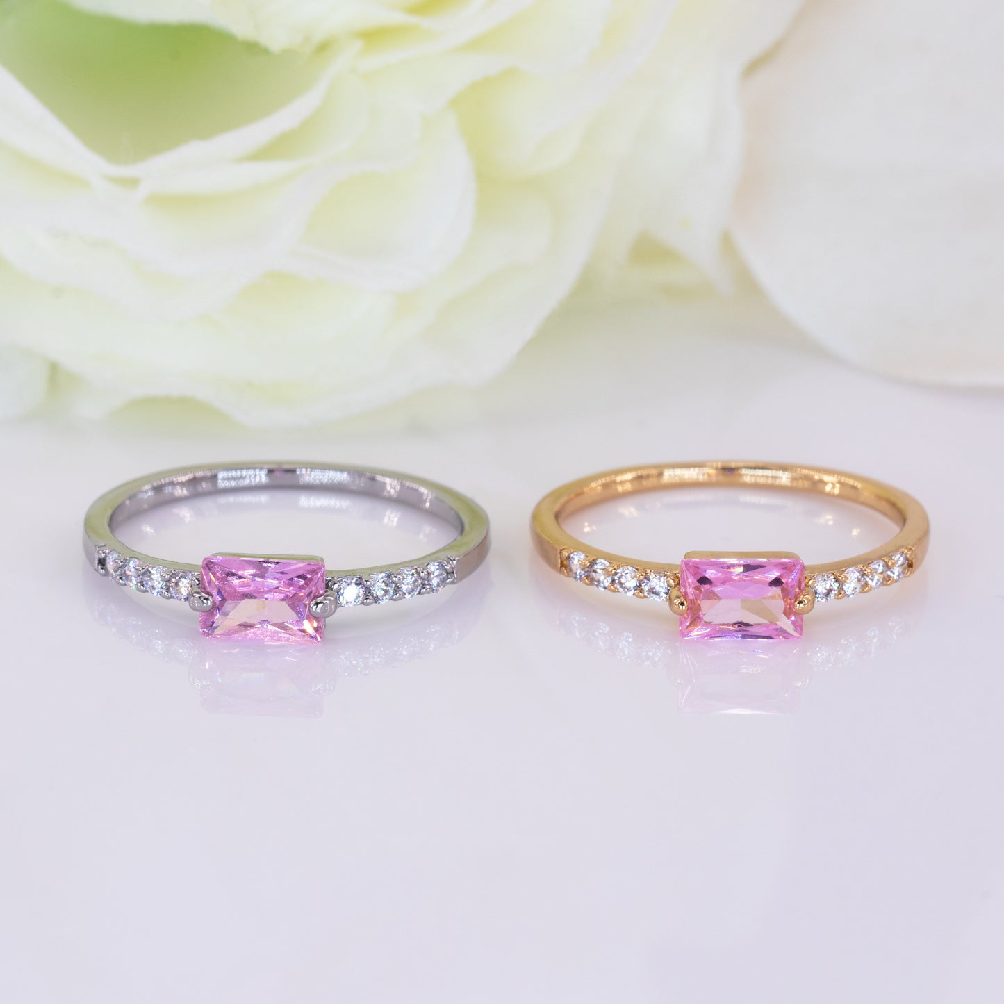 Pink Gemstone Ring - Pink Tourmaline October Birthstone Ring