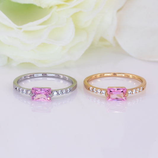 Pink Gemstone Ring - Pink Tourmaline October Birthstone Ring