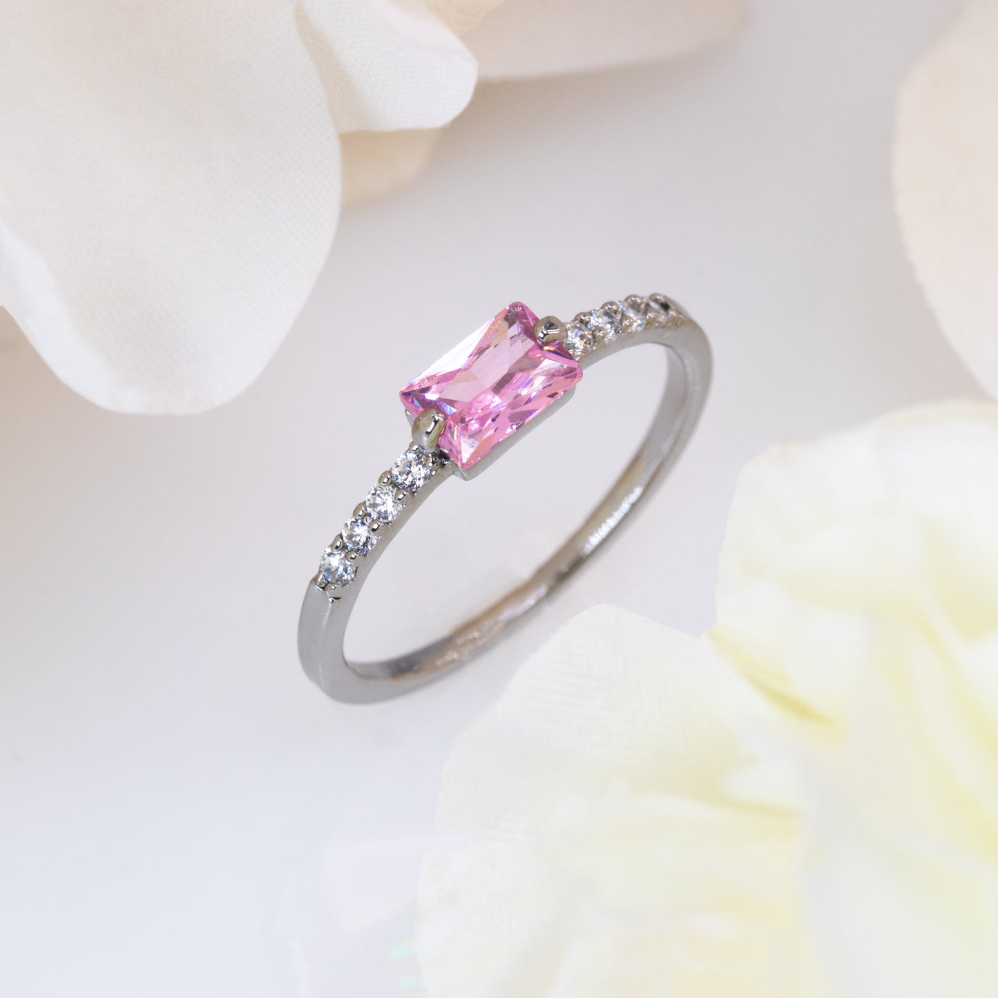 Pink Gemstone Ring - Pink Tourmaline October Birthstone Ring