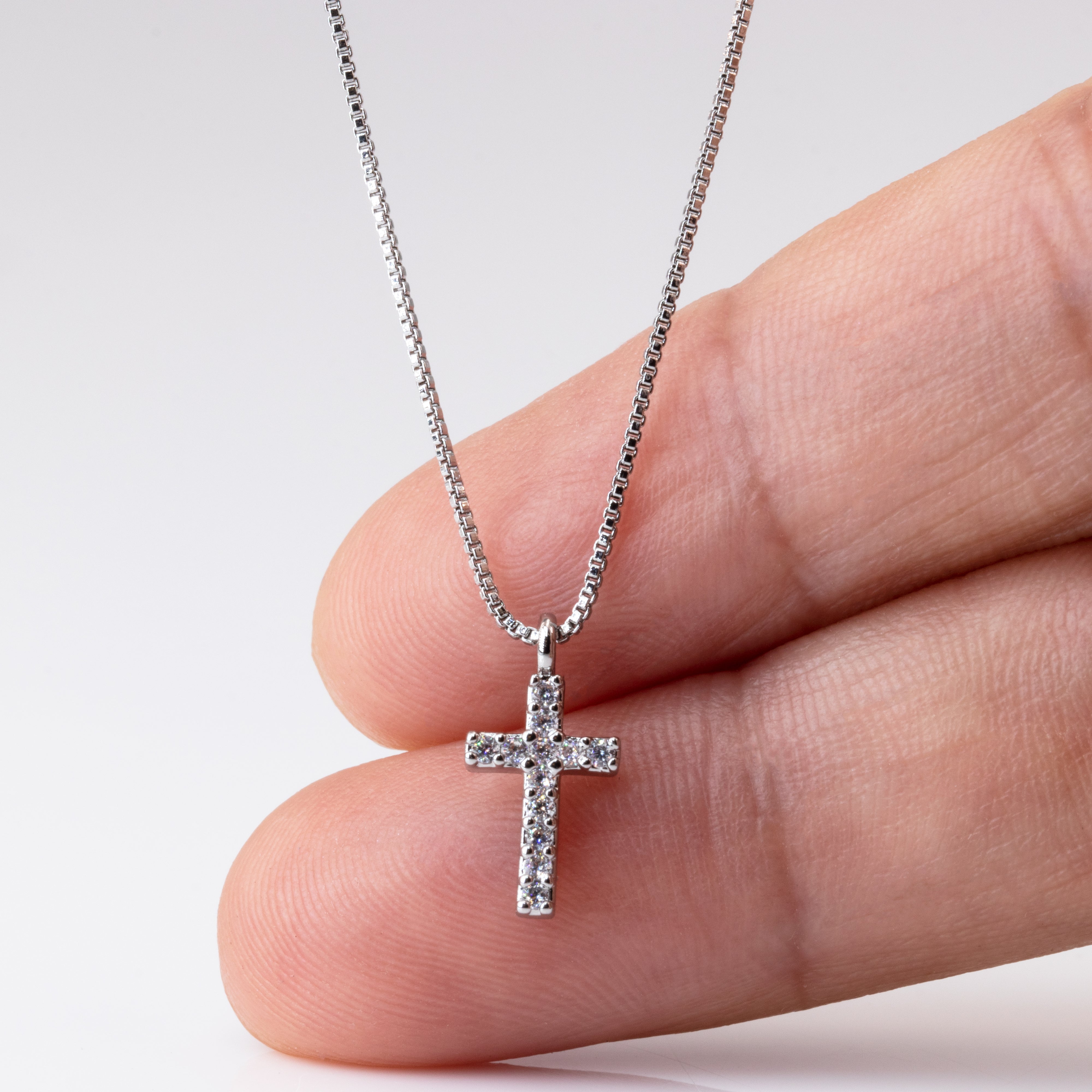 Cubic Zirconia Small Silver Cross Charm Sterling Silver Cubic
