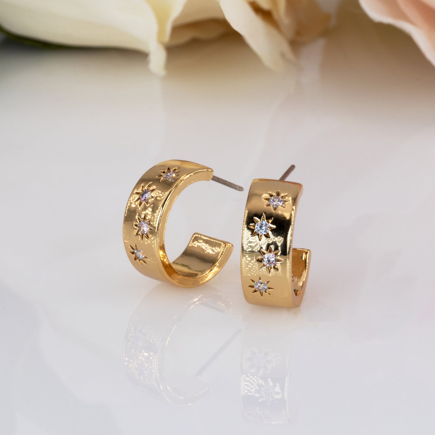 Wide Gold Hoop Earrings