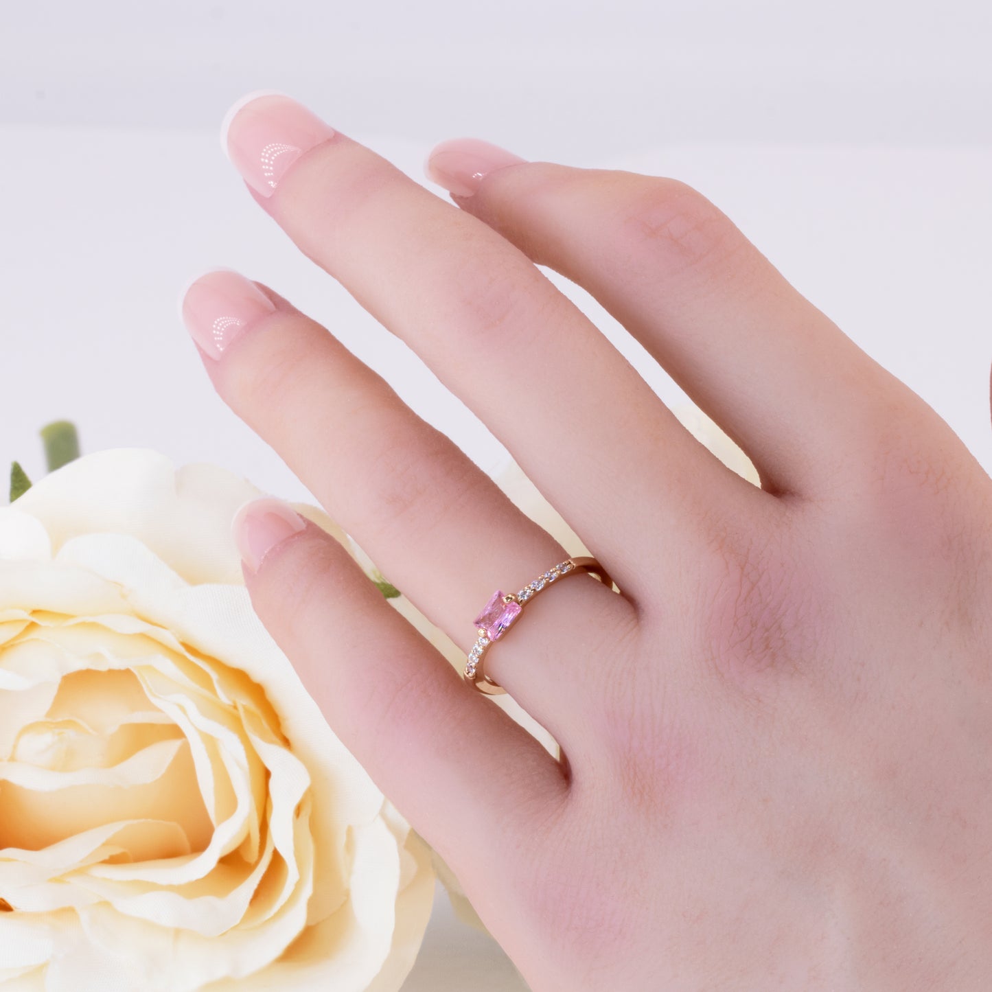 Pink Gemstone Ring - Pink Tourmaline October Birthstone Ring