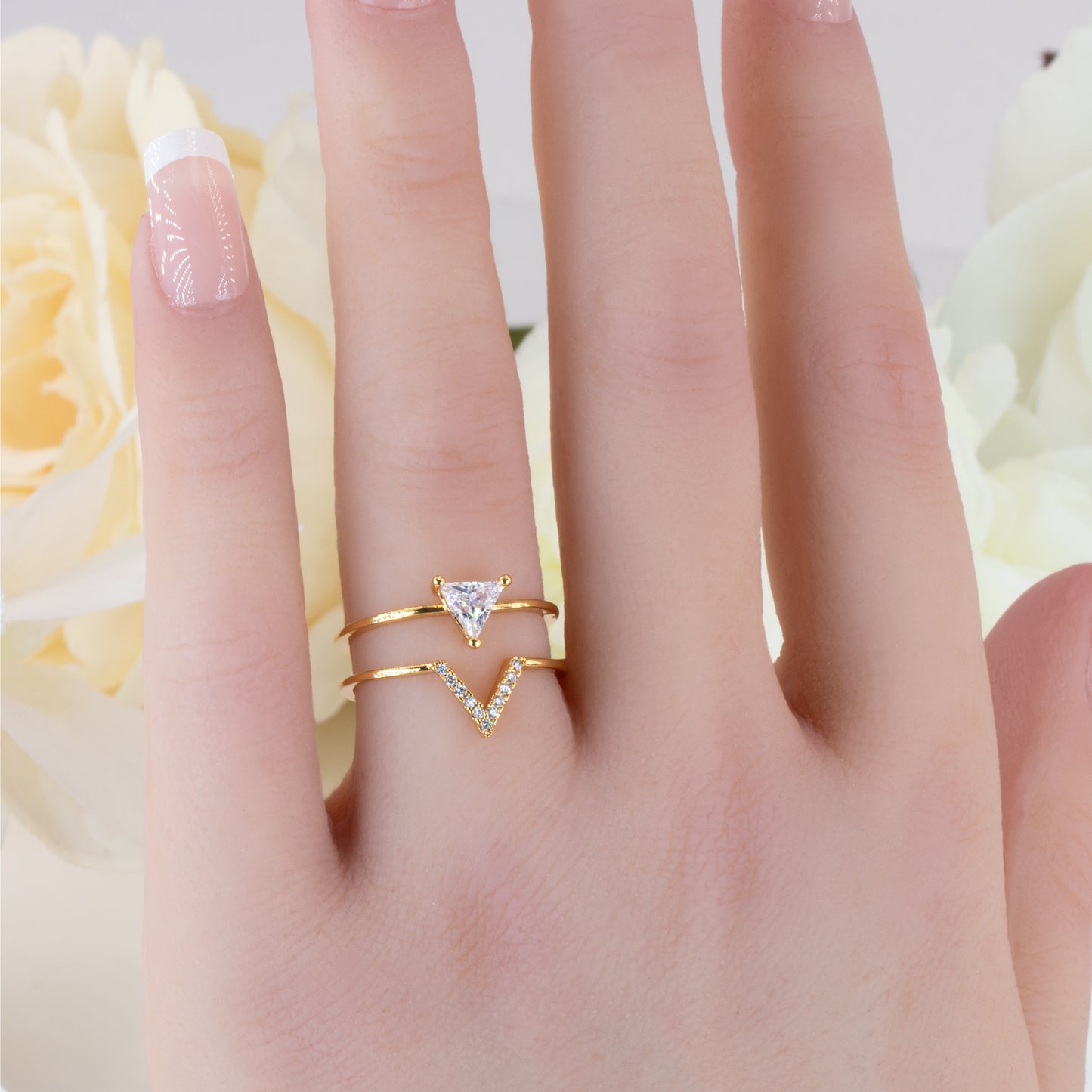Stacked Triangle Gemstone Ring