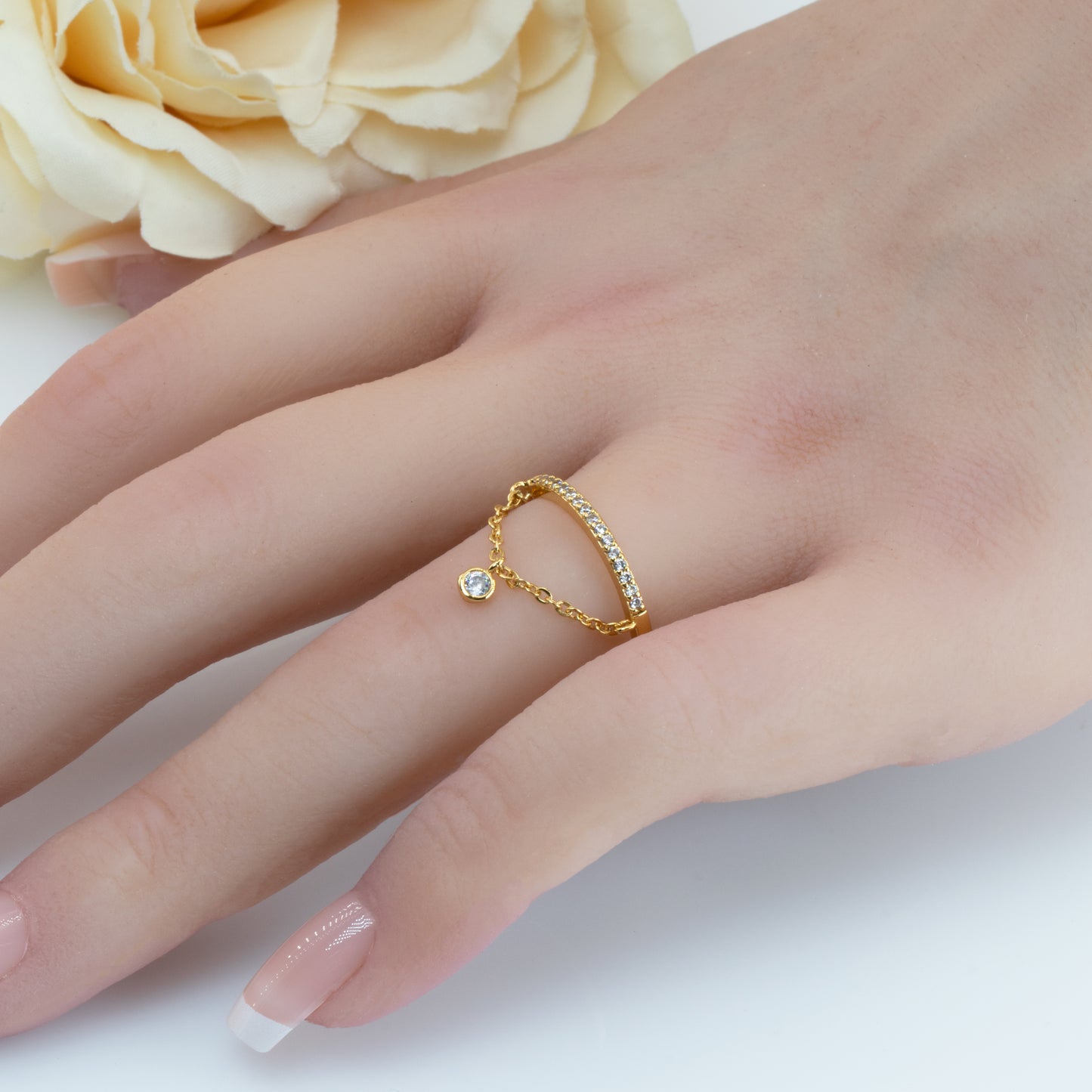 Dangle Ring With Diamond Charm