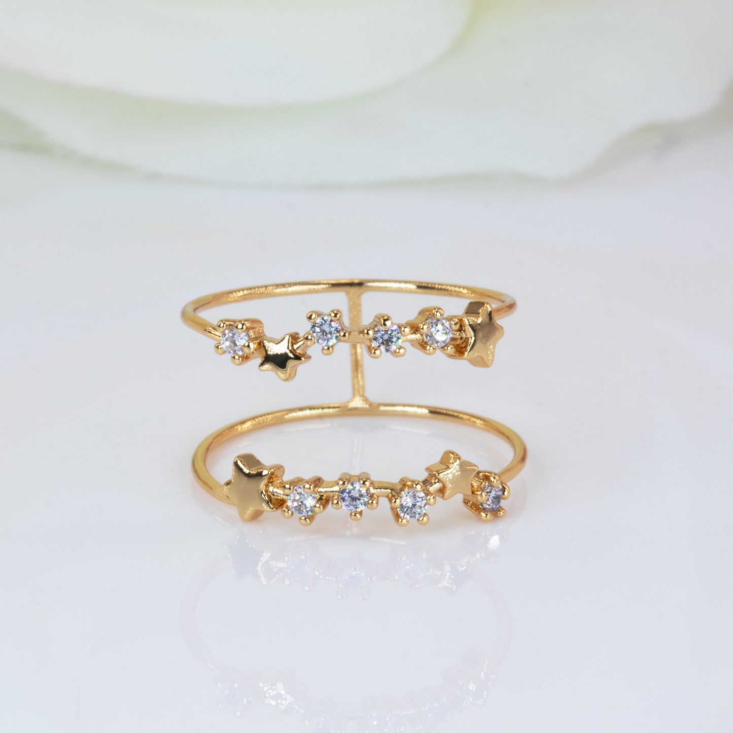 Dainty Layered Stars Ring