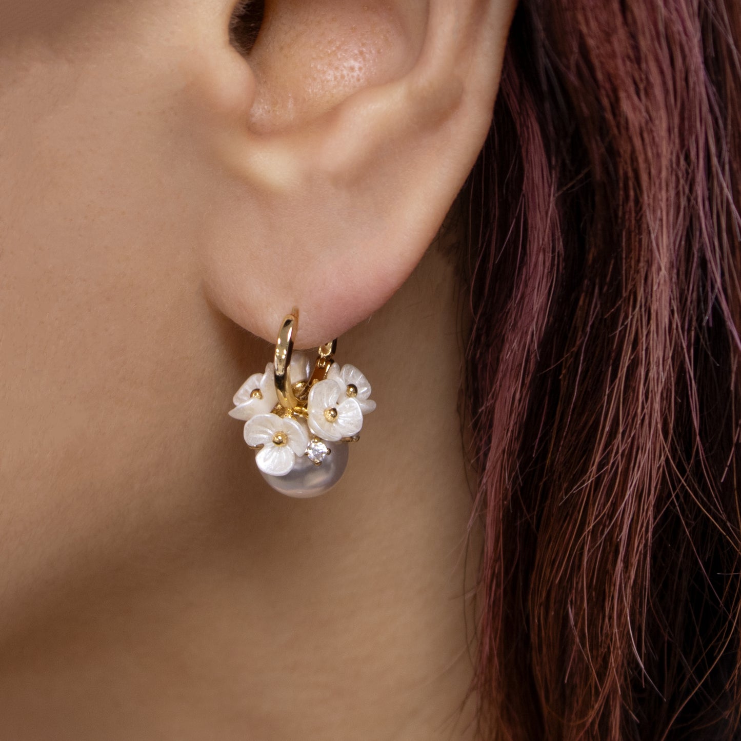 flower clustered dangle earrings women gold