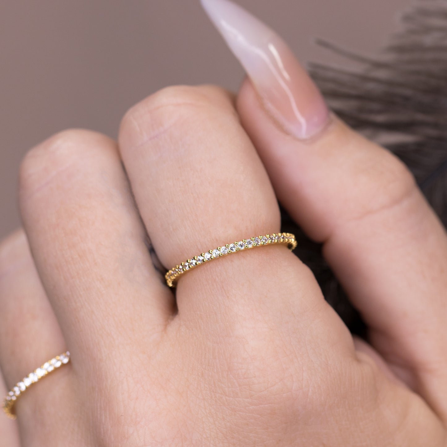 Dainty Clear Gem Eternity Ring