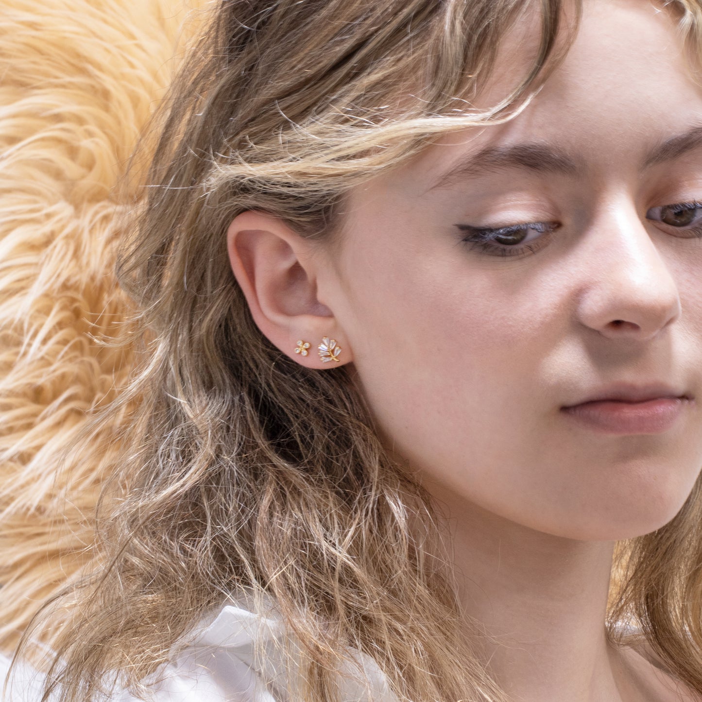 Small Clear Leaf Stud Earrings