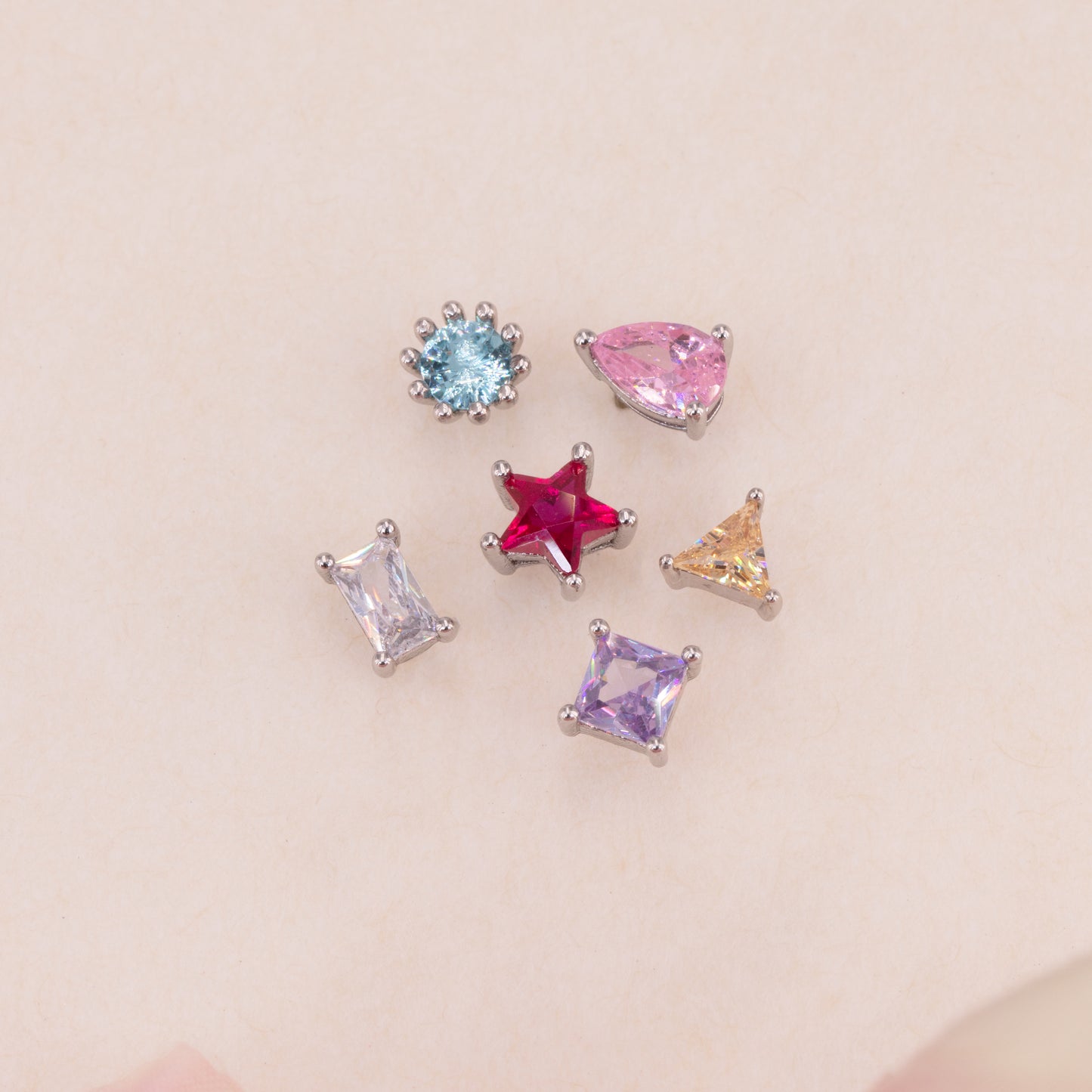 Colorful Gemstone Stud Earrings Set