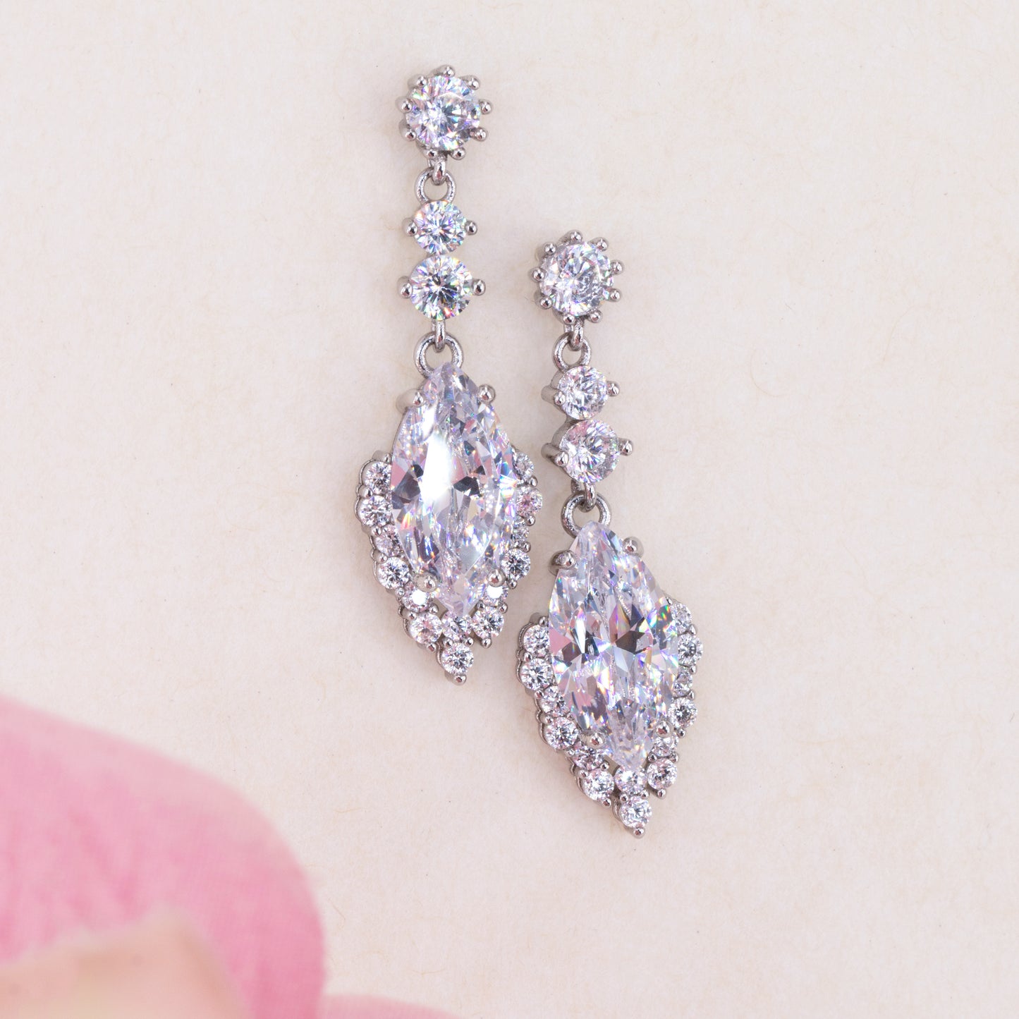 Diamond Cluster Drop Earrings