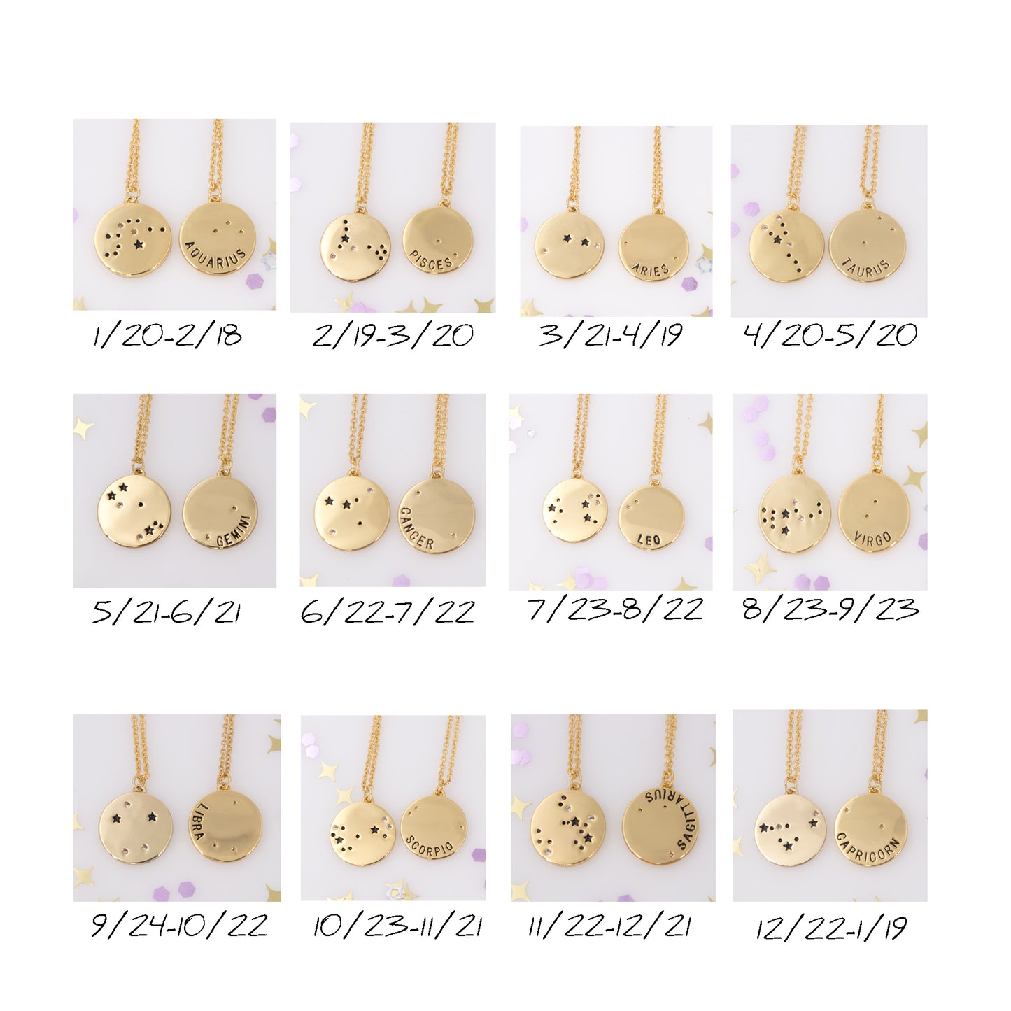 Zodiac Constellation Coin Necklace