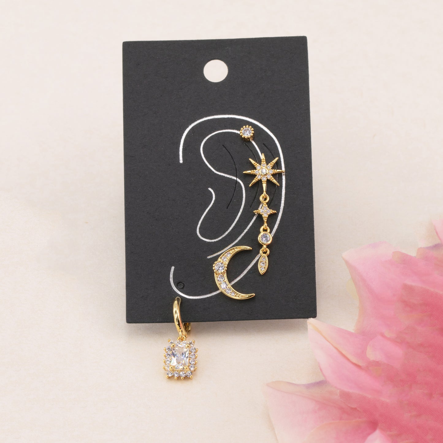 Star, Moon Sun Celestial Earrings Set