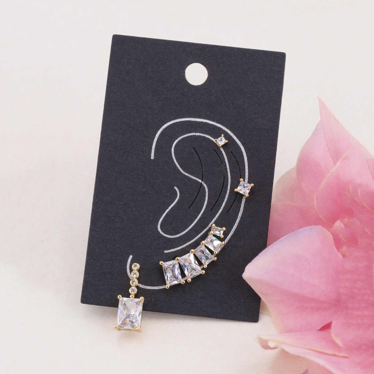Geometric Clear Gem Earrings Set