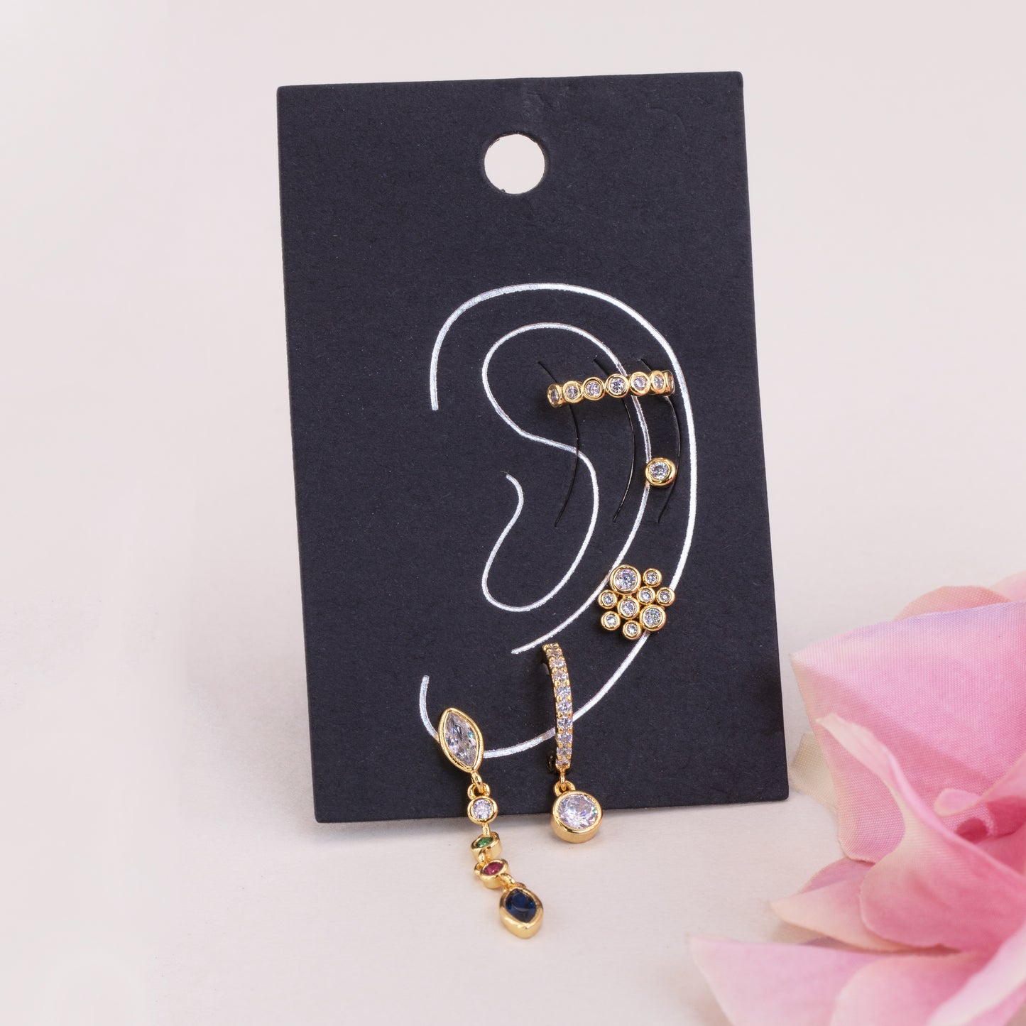 Clear Gem Cluster Ear Party Set