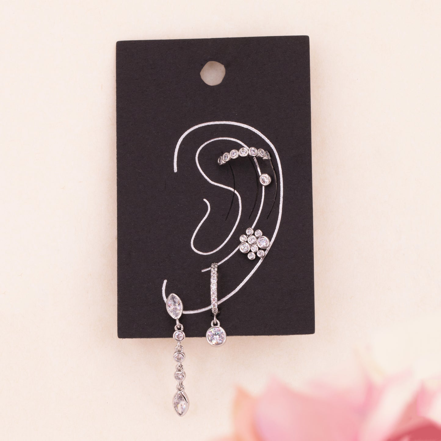 Clear Gem Cluster Ear Party Set