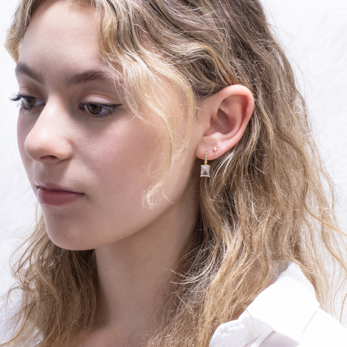 Geometric Clear Gem Earrings Set