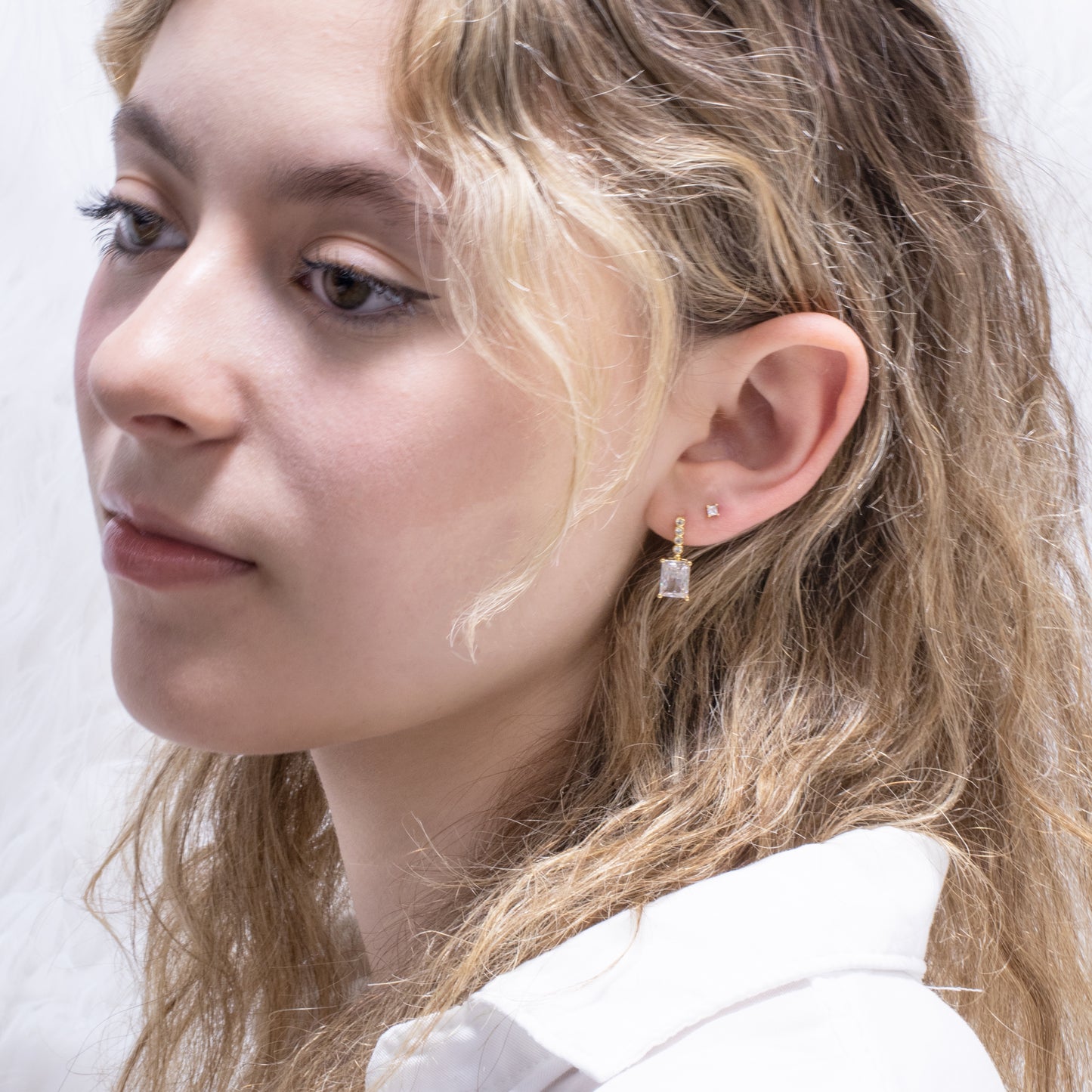 Geometric Clear Gem Earrings Set