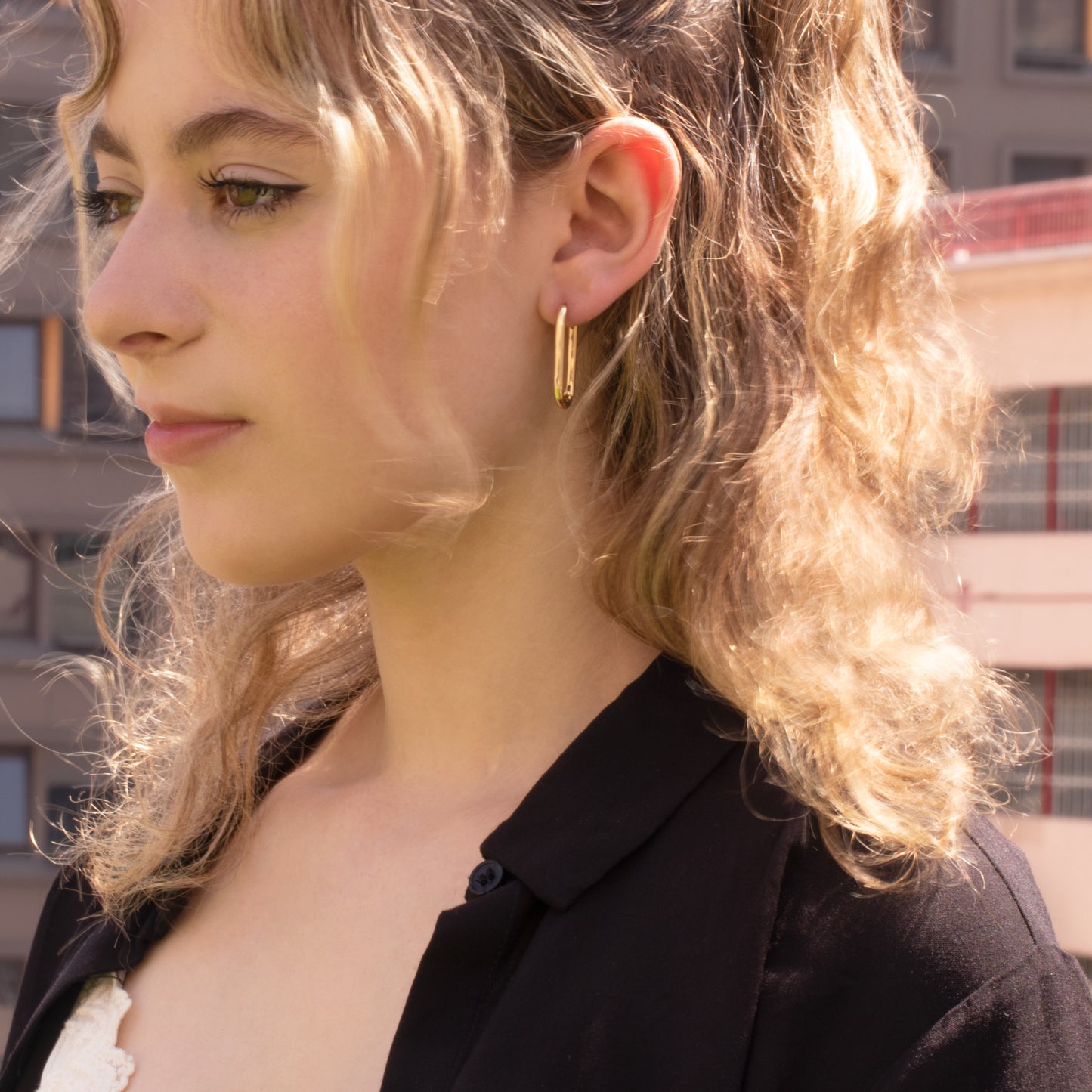 Thick Chubby Oval Hoop Earrings