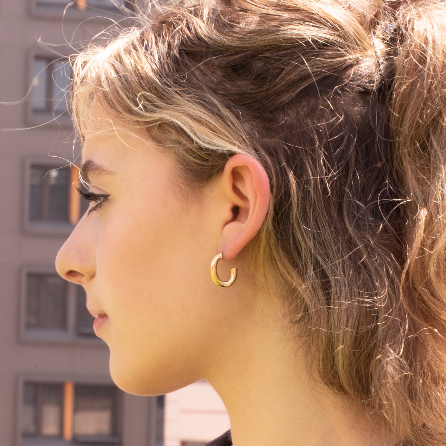 Thick Chubby Oval Hoop Earrings