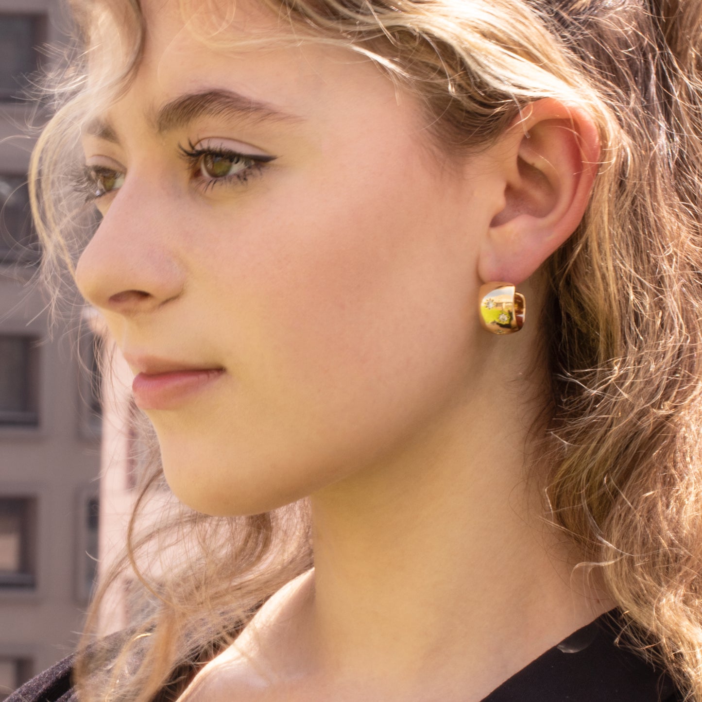 Gold Chubby Hoop Earrings For Women