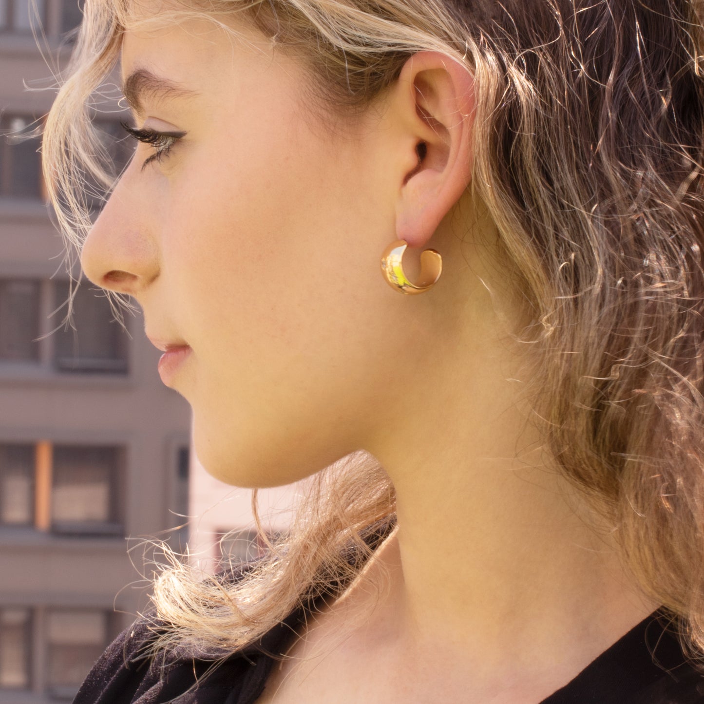 Gold Chubby Hoop Earrings For Women
