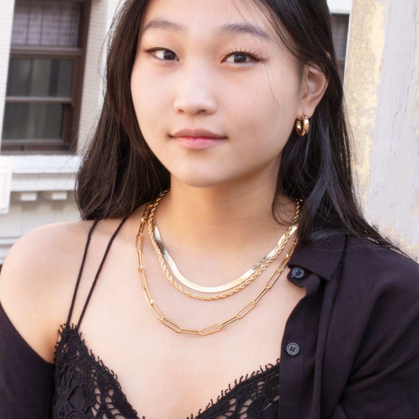 Chunky Paperclip Layered Necklaces Set