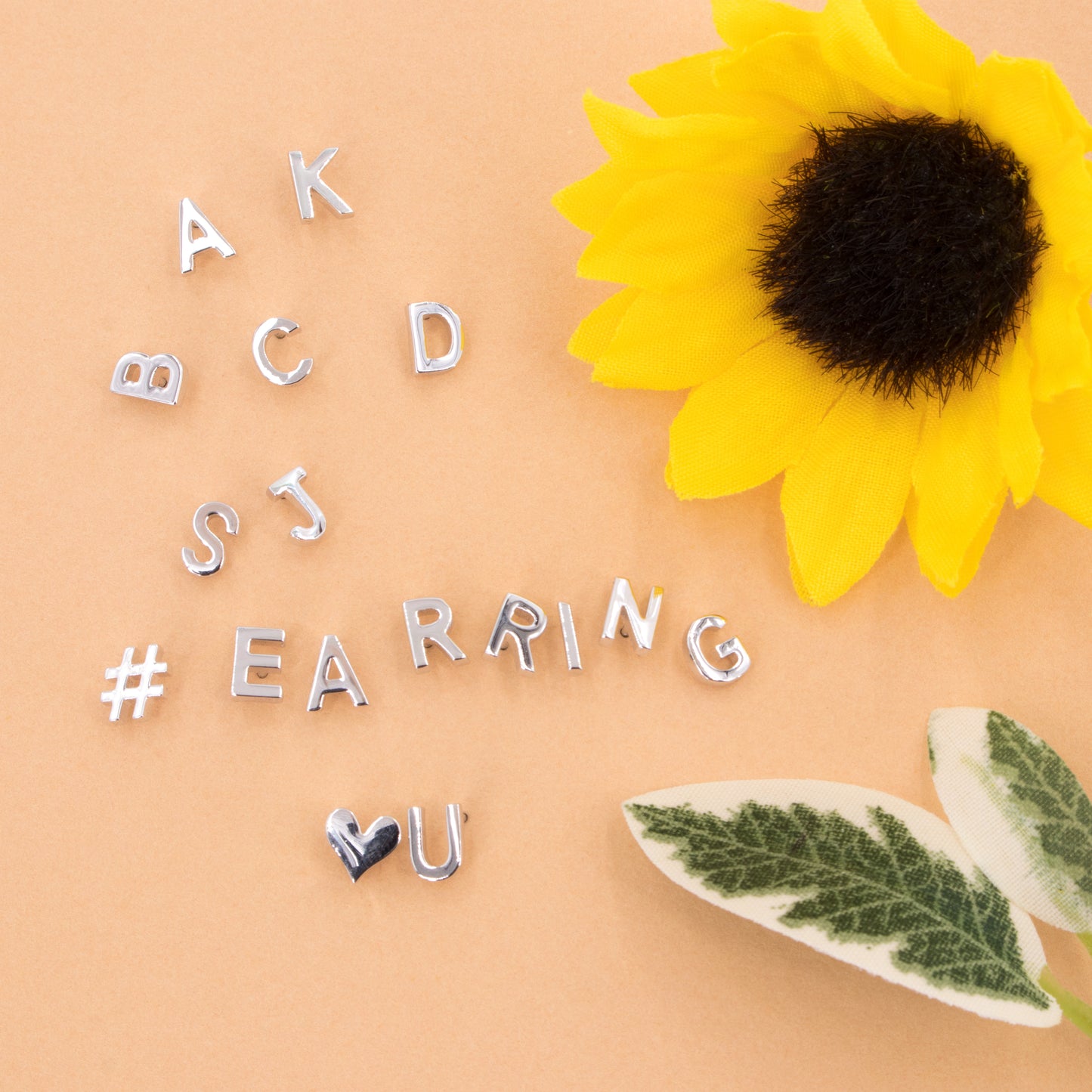 14k Gold & Silver Initial Stud Earrings
