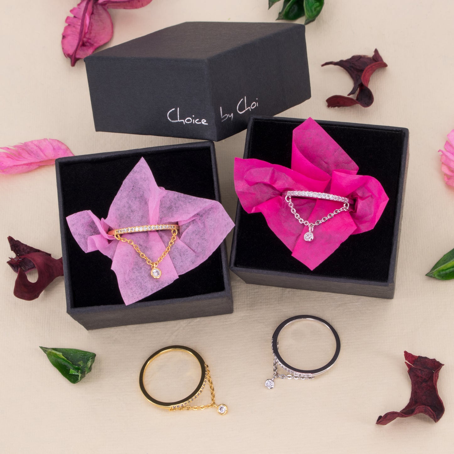 Dangle Ring With Diamond Charm