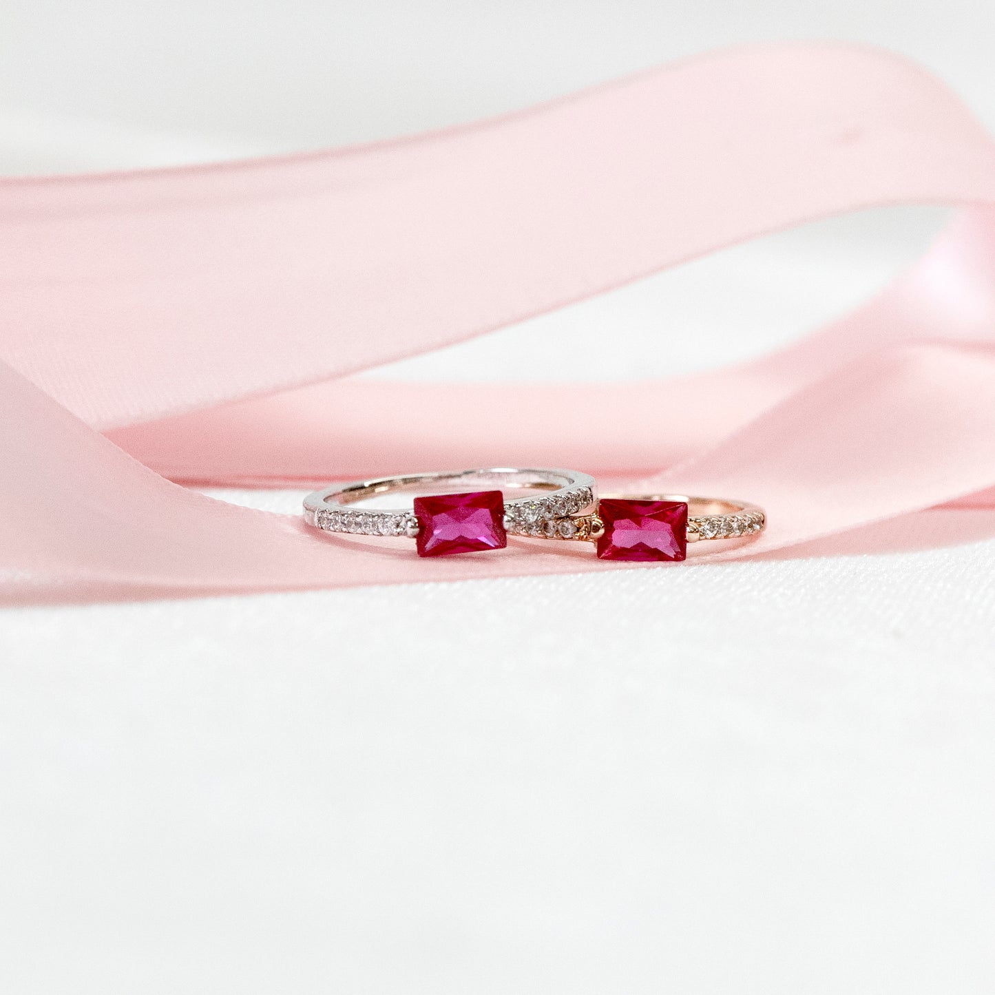 Hot Pink Gemstone Ring - Pink Ruby July Birthstone Ring