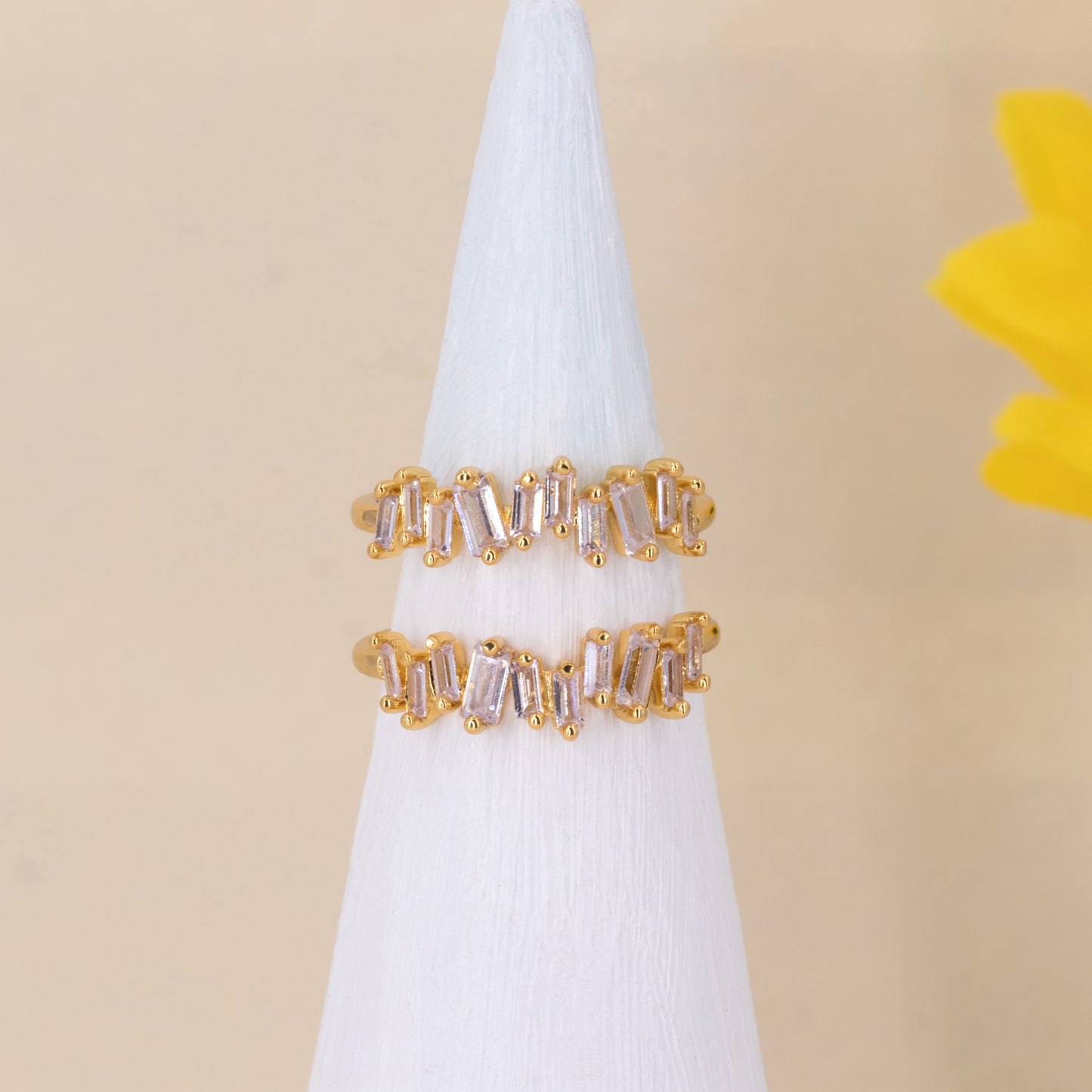 Rectangle Baguette Gem Stacked Ring