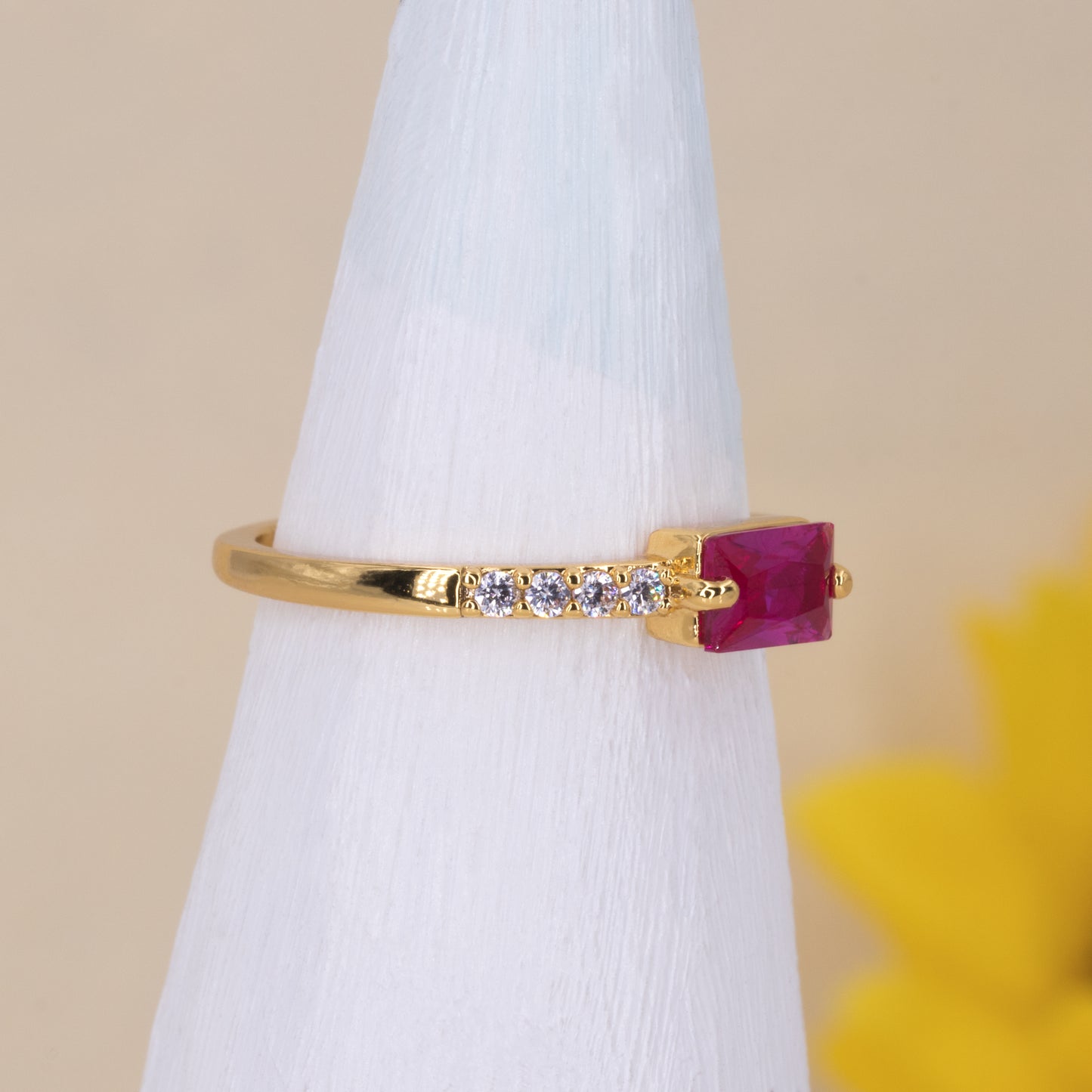 Hot Pink Gemstone Ring - Pink Ruby July Birthstone Ring