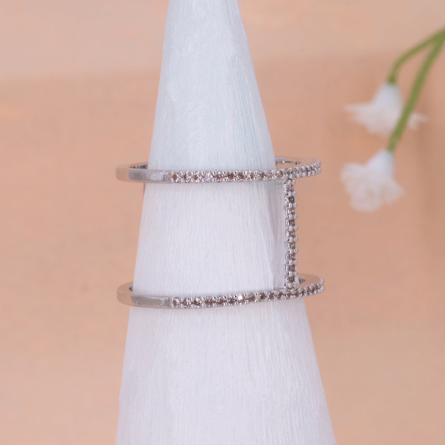 Dainty Stacked Clear Gem Ring