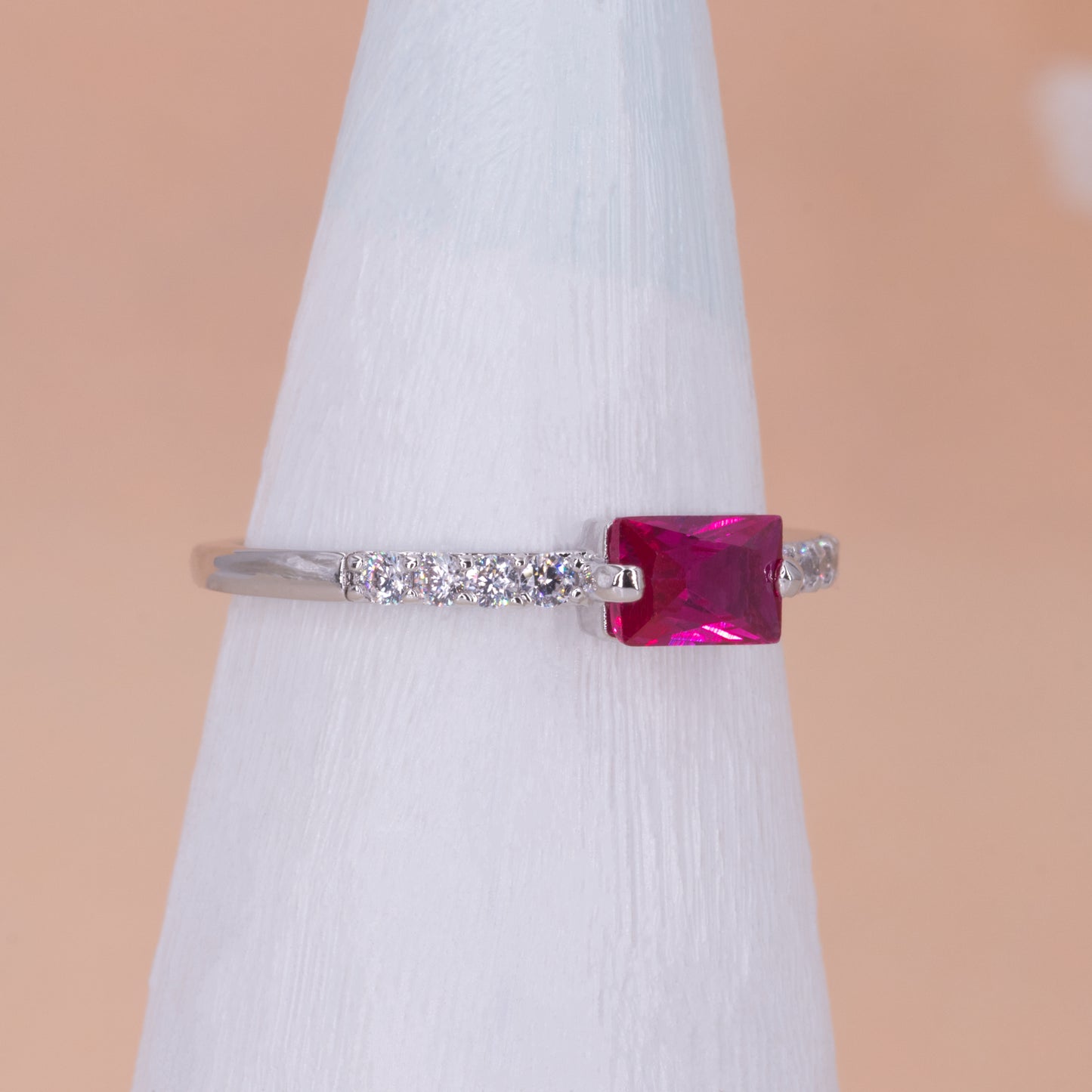 Hot Pink Gemstone Ring - Pink Ruby July Birthstone Ring